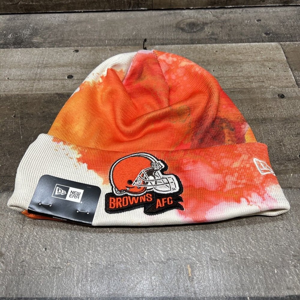 Cleveland Browns New Era 2022 Sideline Ink Tie Dye Cuffed Knit Hat - Orange